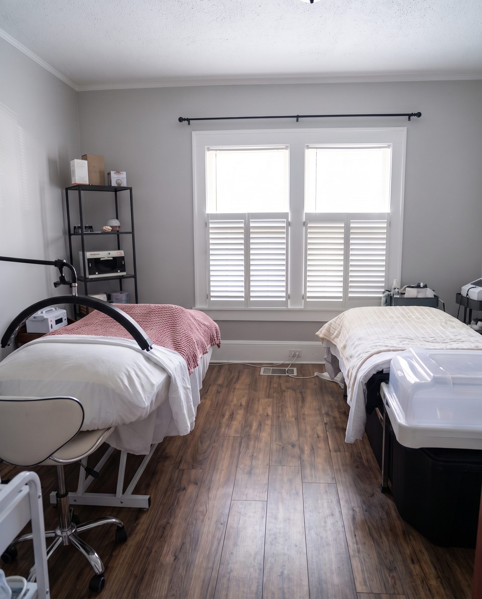 The facial room in soft natural light